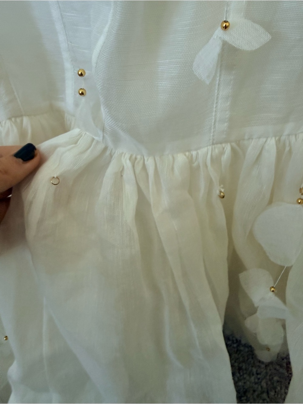 NWT ZIMMERMANN Petal Appliqué Linen Silk Corset Gown White Midi Dress Size 1 - Picture 13 of 16